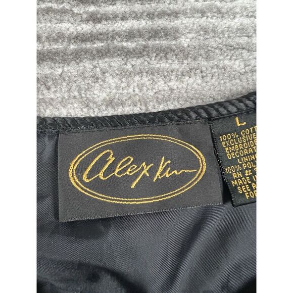 Alex Kim Jacket Womens‎ Large Black Floral Embroidered Cotton Art To Wear - Picture 10 of 12